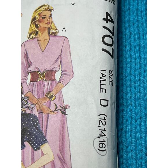 McCalls pattern 4707 Dress fit and flare sailor collar 1980s size 12 14 16 - Picture 2 of 5